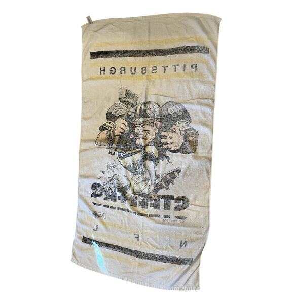 Vintage 80s Beach Towel Pittsburgh Steelers Bath Jack Davis 1988 NFL - Picture 4 of 4